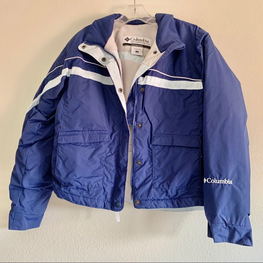 Columbia dark blue fleece lined ski jacket